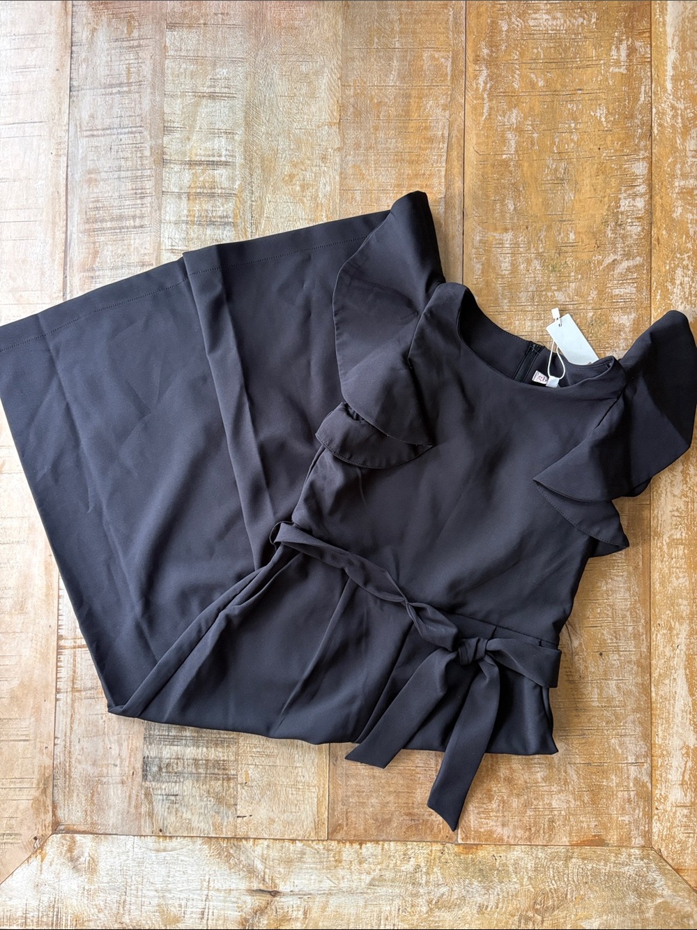 NWT GB Girls Black Ruffle-Sleeve Jumpsuit size 12